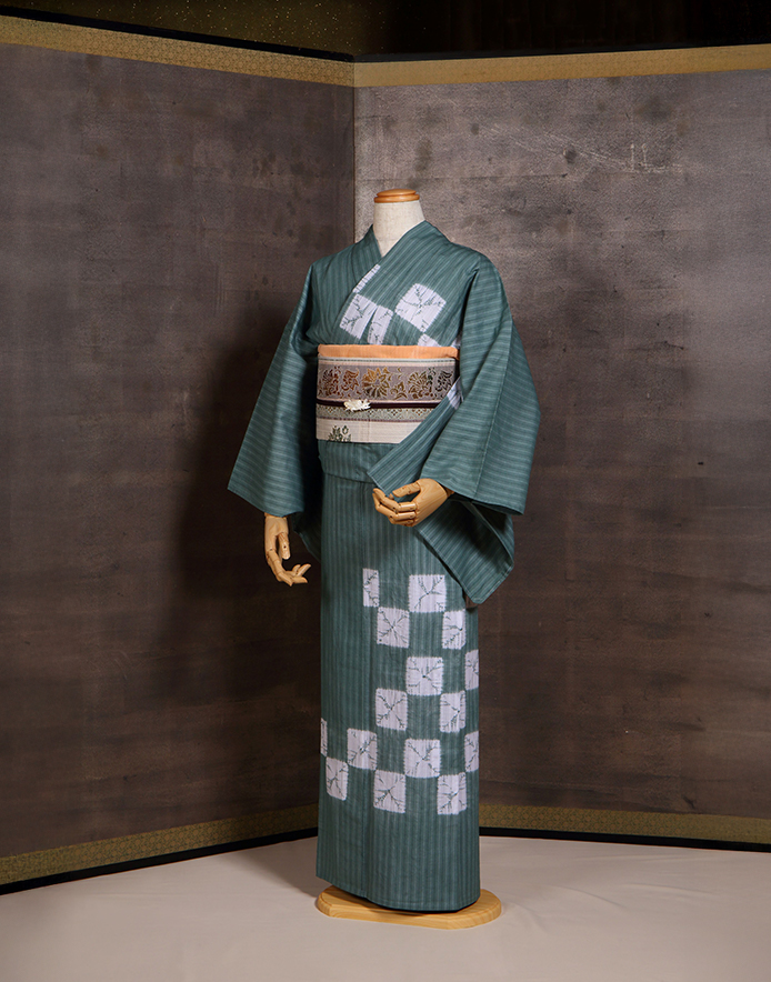 夏着物になる浴衣「市松」