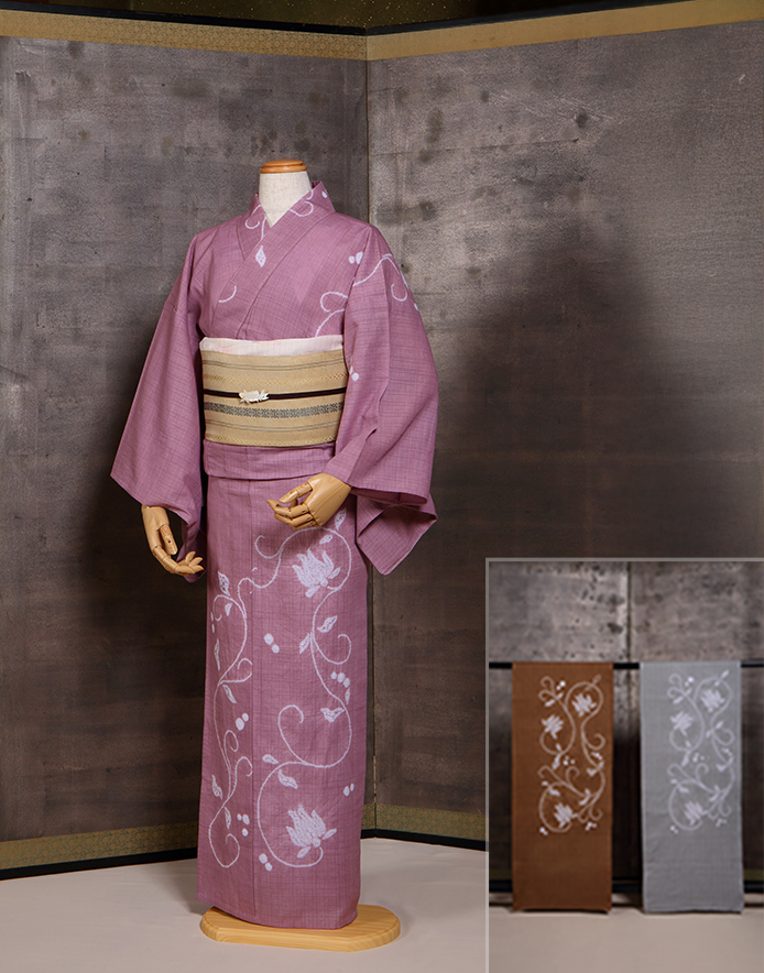 夏着物になる浴衣「唐草」